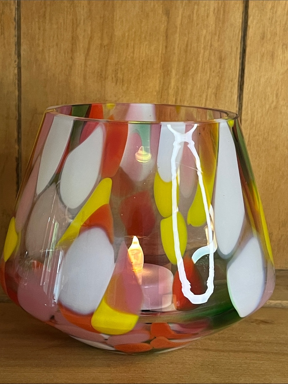 Blown Glass - Confetti Candle Holder